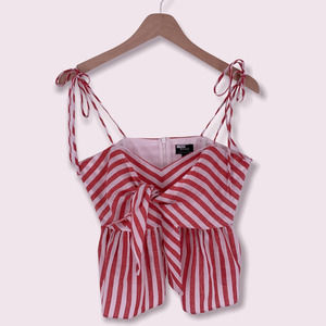 Bardot Red and White Striped Tank Top